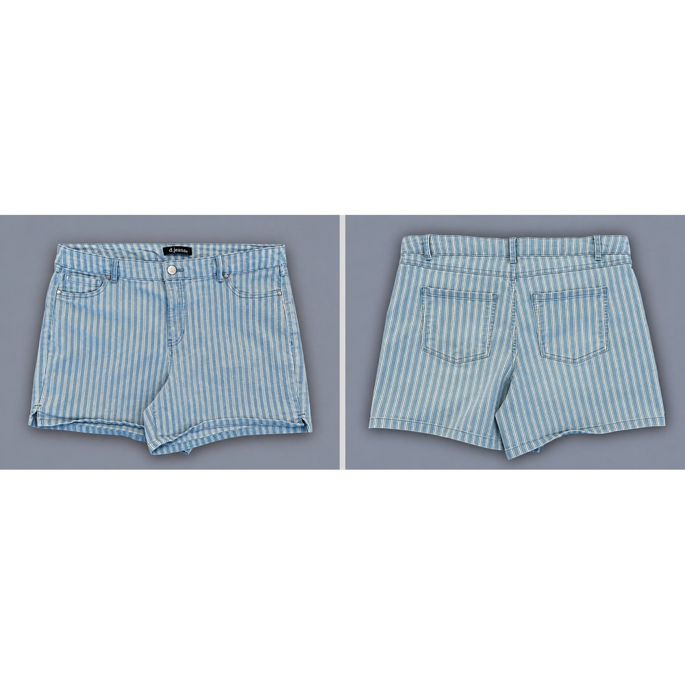 d.jeans Striped Denim Shorts Women 16 Blue White Excellent Nautical Stretch